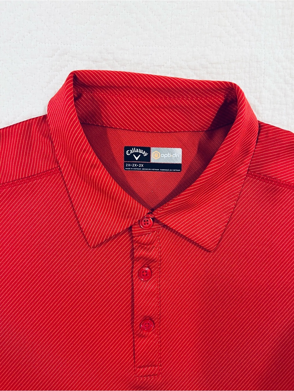 Callaway Opti-Dri Men’s 2XL Red White Stripped Performance Golf Polo